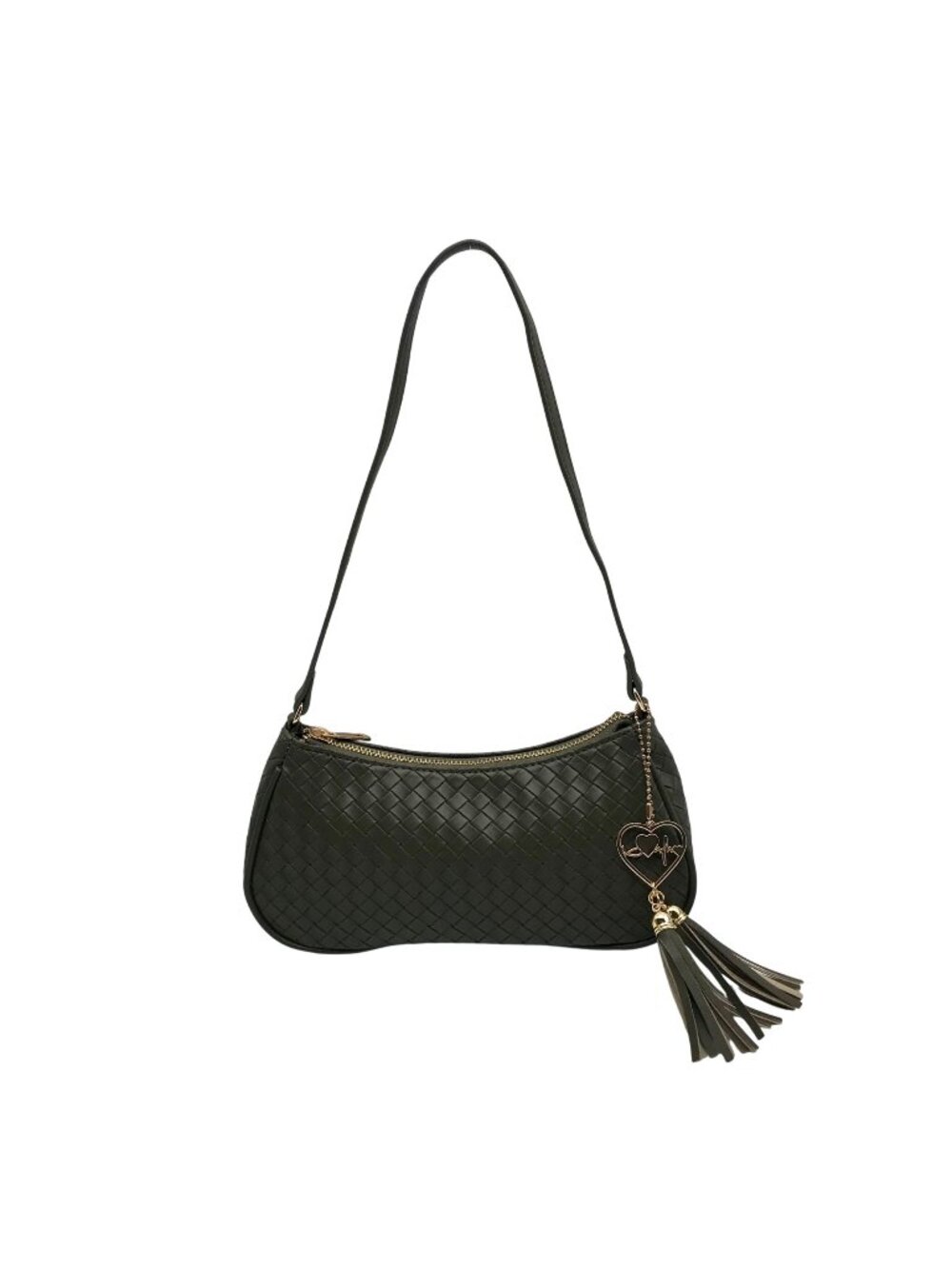 Like Dreams Olive Green Ash Heart Tassel Shoulder Bag